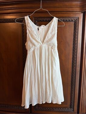 Mustard Seed Cream V-Neck Tie-Back Mini Dress